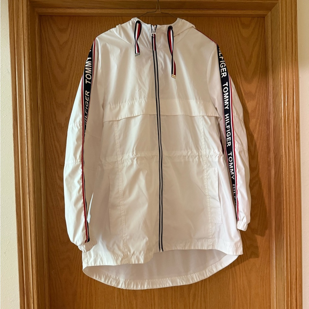 Tommy Hilfiger White Jacket with Logo Accents‎